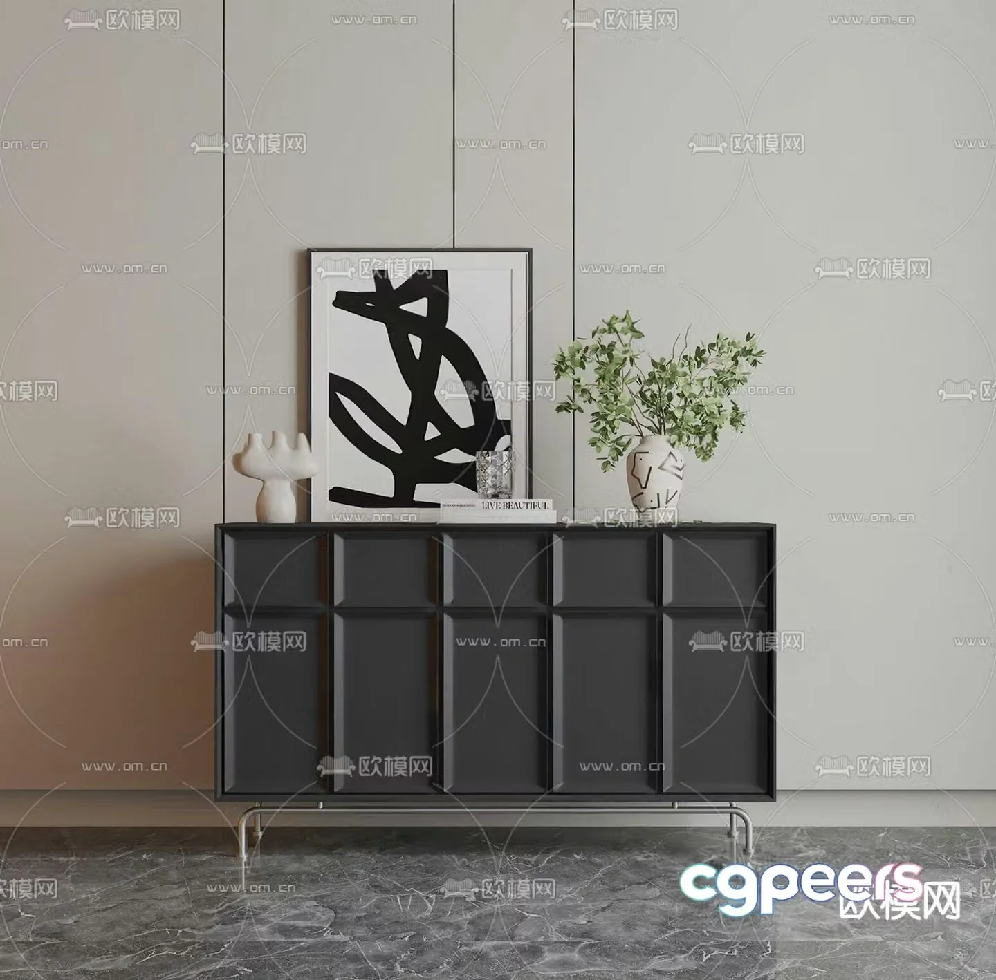 Modern side cabinet side view cabinet entrance cabinet 3D model