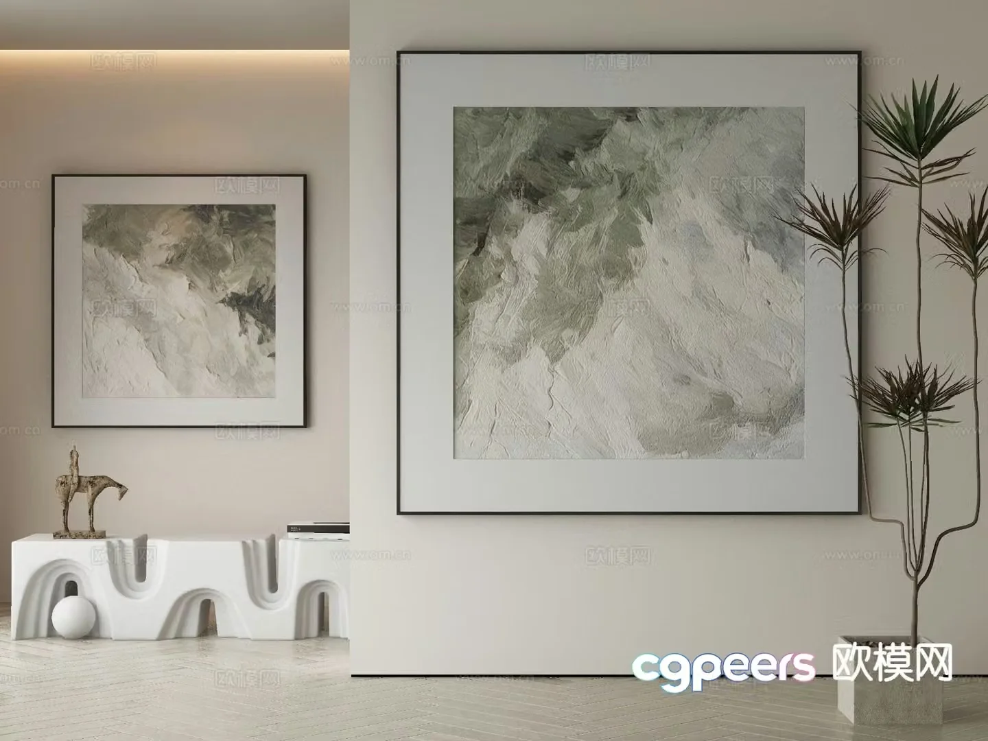 Modern decorative painting abstract painting watercolor painting 3d model