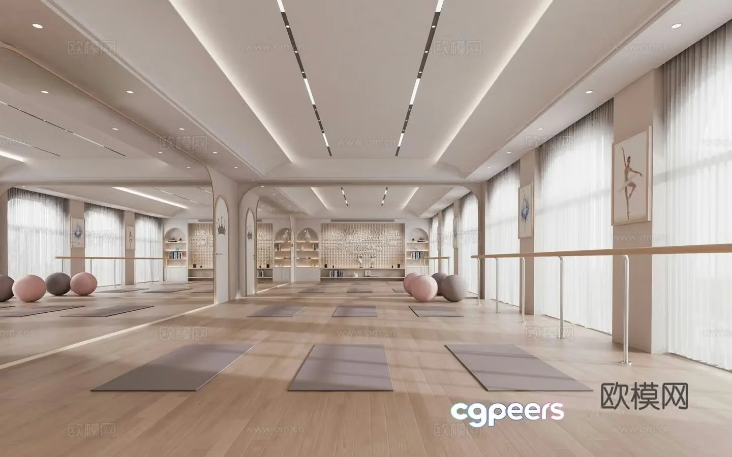Modern yoga room 3d model