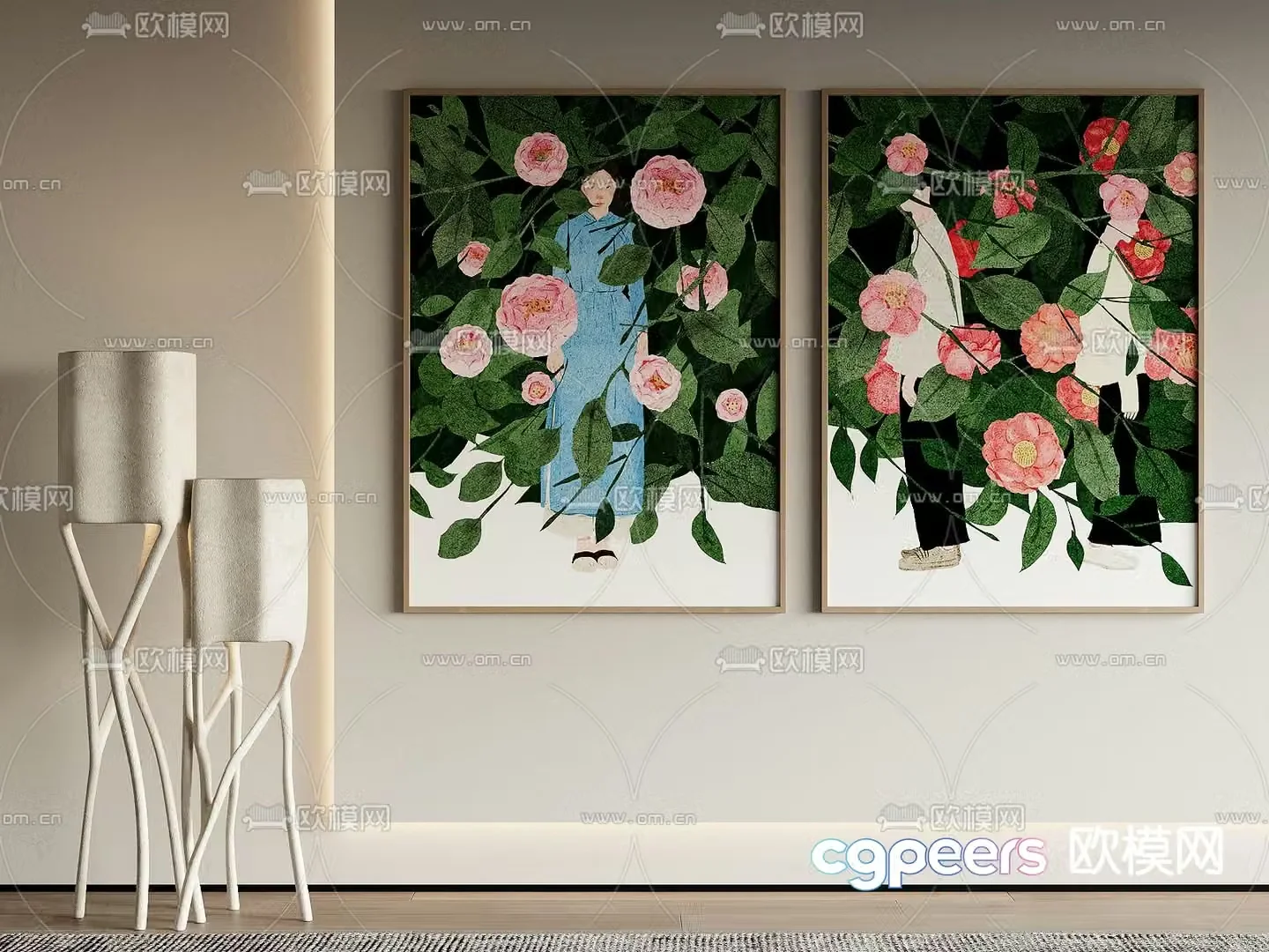 Wabi Sasava painting flower oil painting plant painting decorative painting 3d model