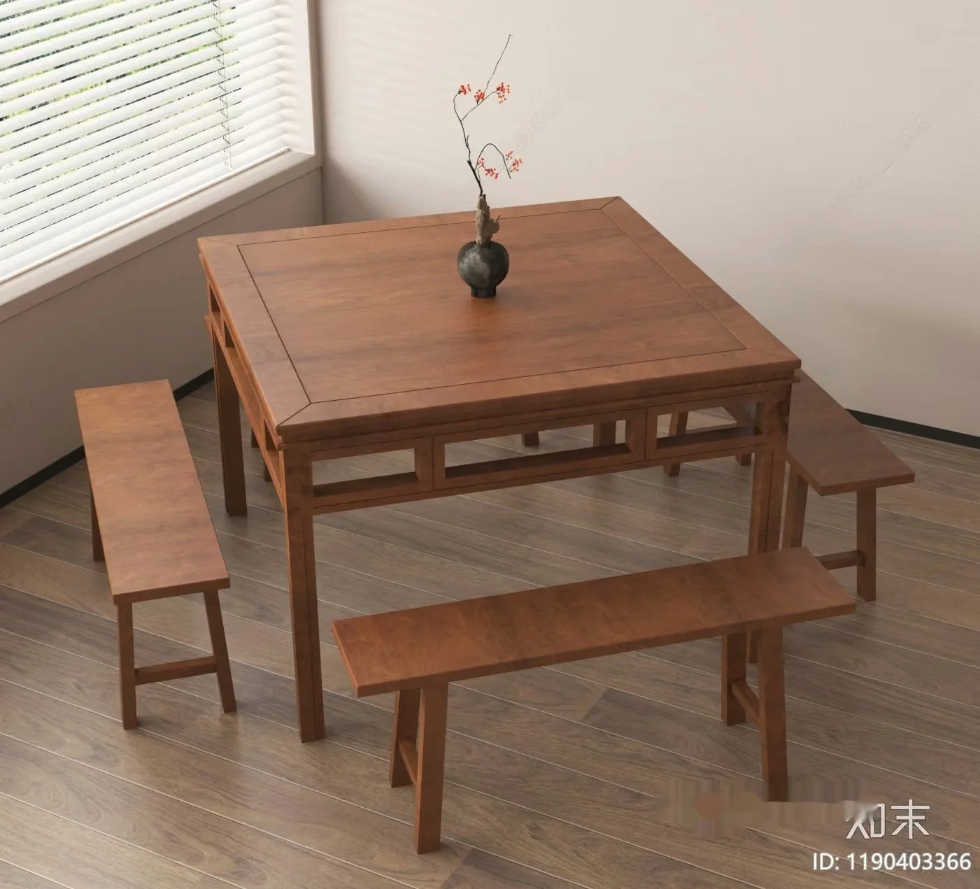 A Wooden Dining Table 3D Model – 3515 – VRAY Render