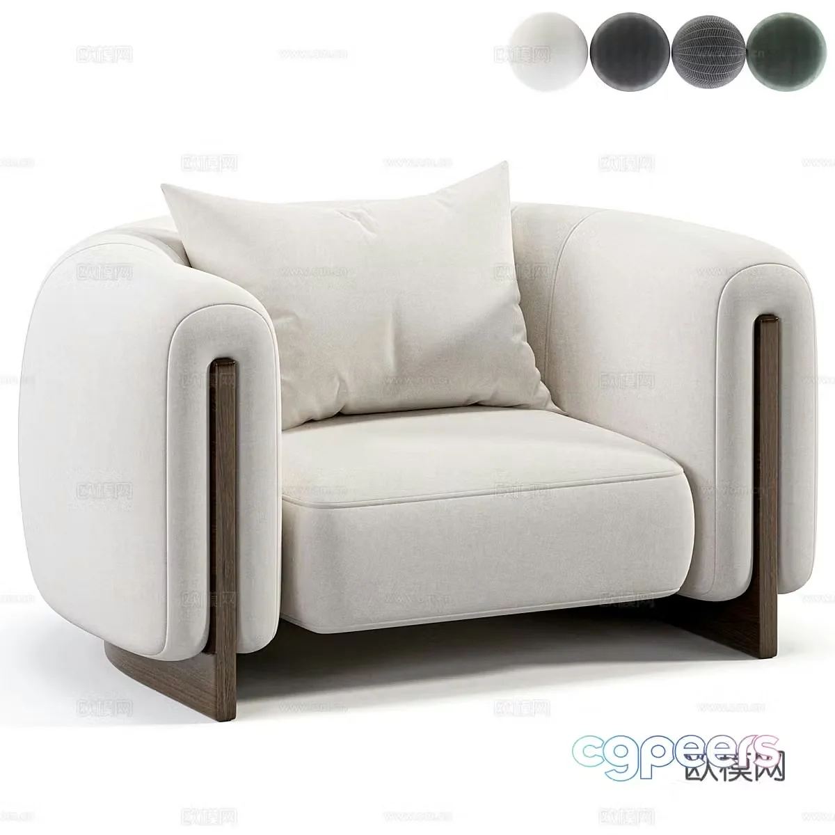 New Chinese style single sofa casual sofa 3D model