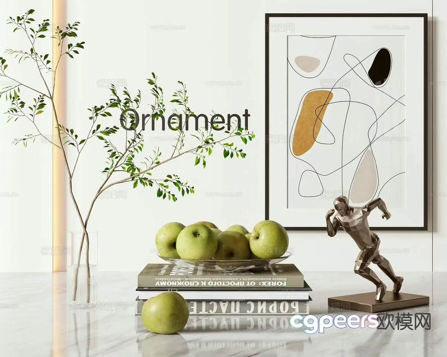 Modern jewelry ornaments books sculpture 3d model