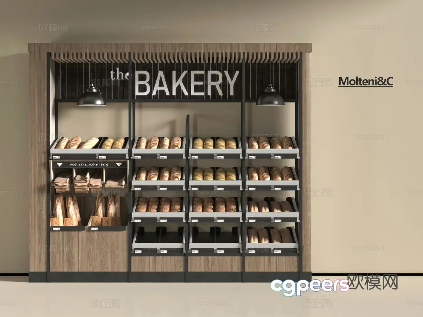 Modern bakery showcase 3d model