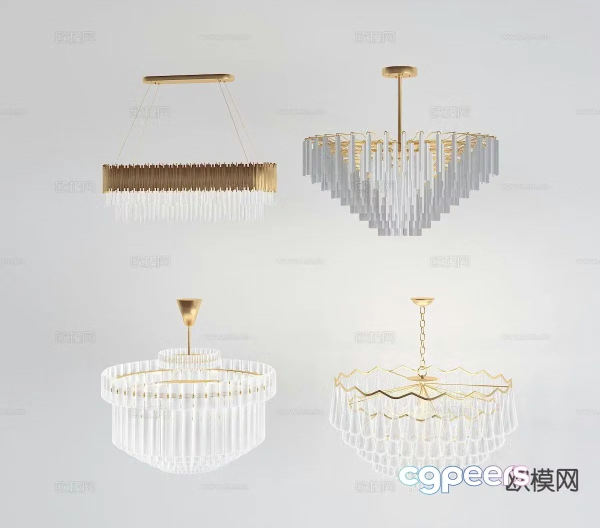 Light luxury chandelier crystal lamp 3d model
