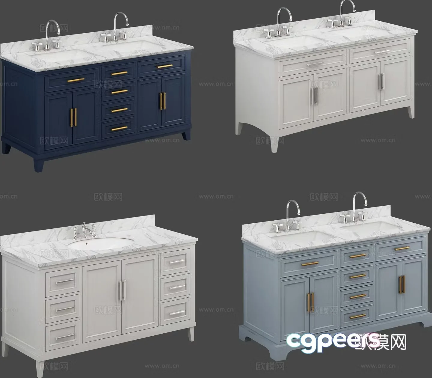 French wash basin double basin wash basin 3d model