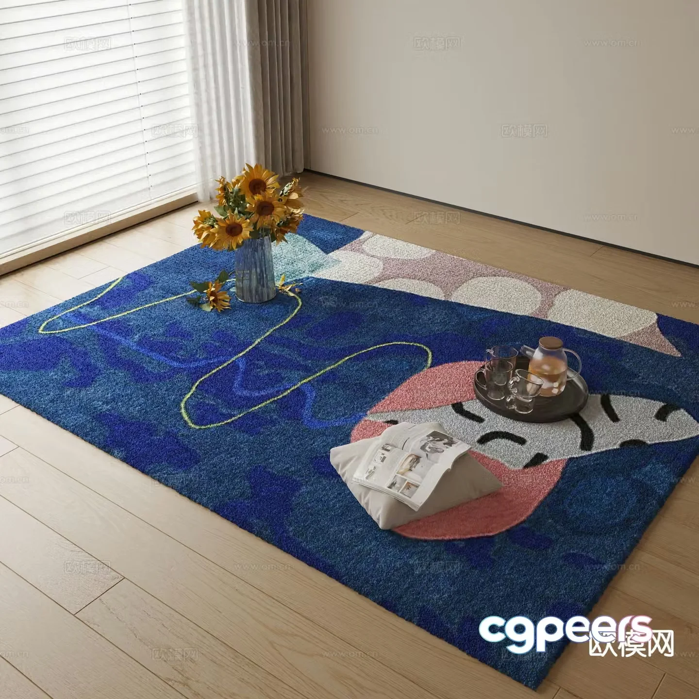 abstract carpet square rug 3d model