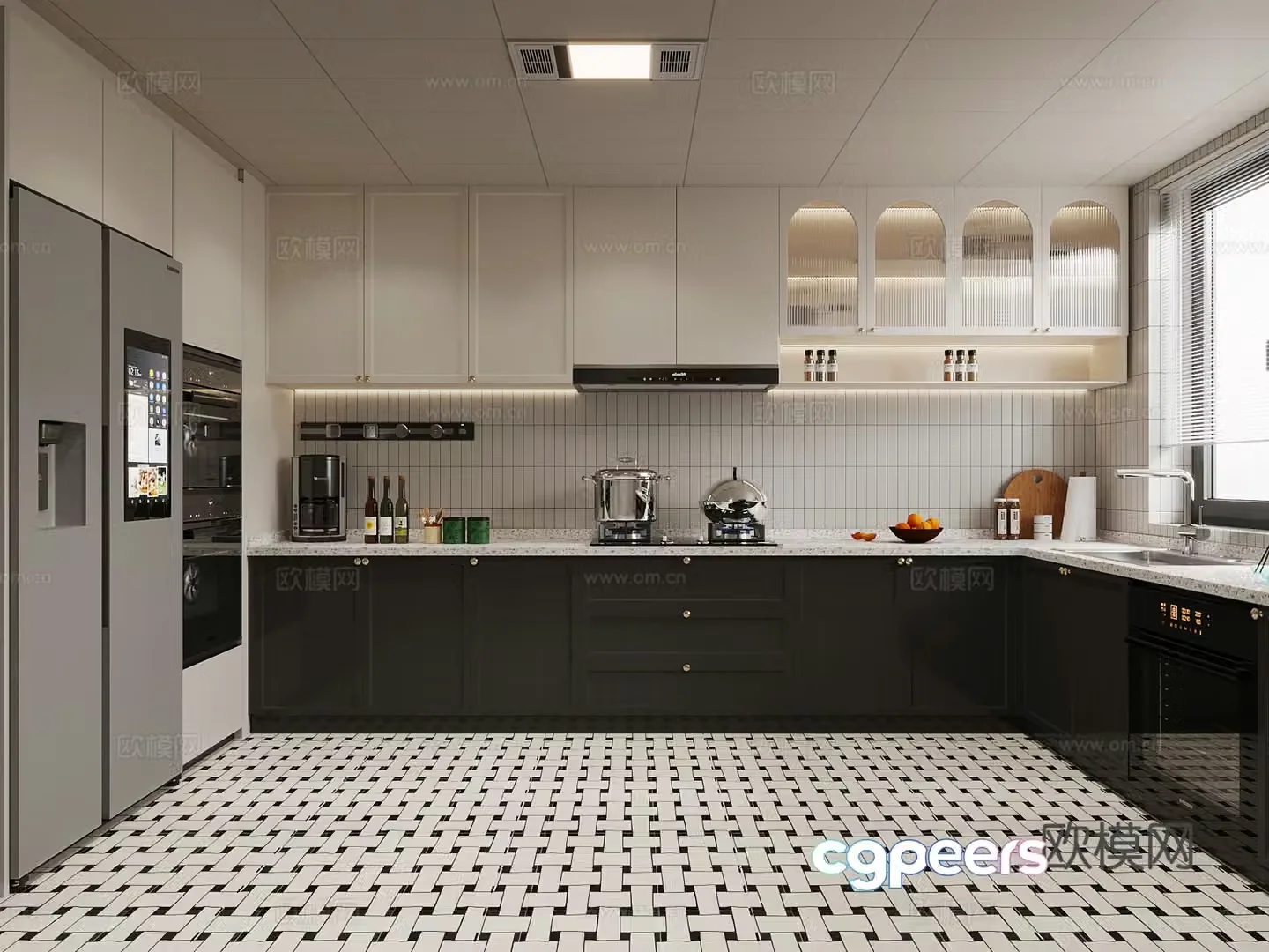 French medieval style kitchen cabinet 3d model