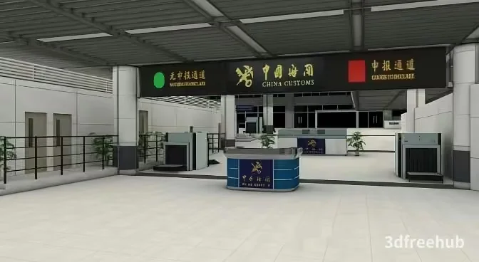 A Large Empty Airport Terminal 3D Model – 7922 – VRAY Render