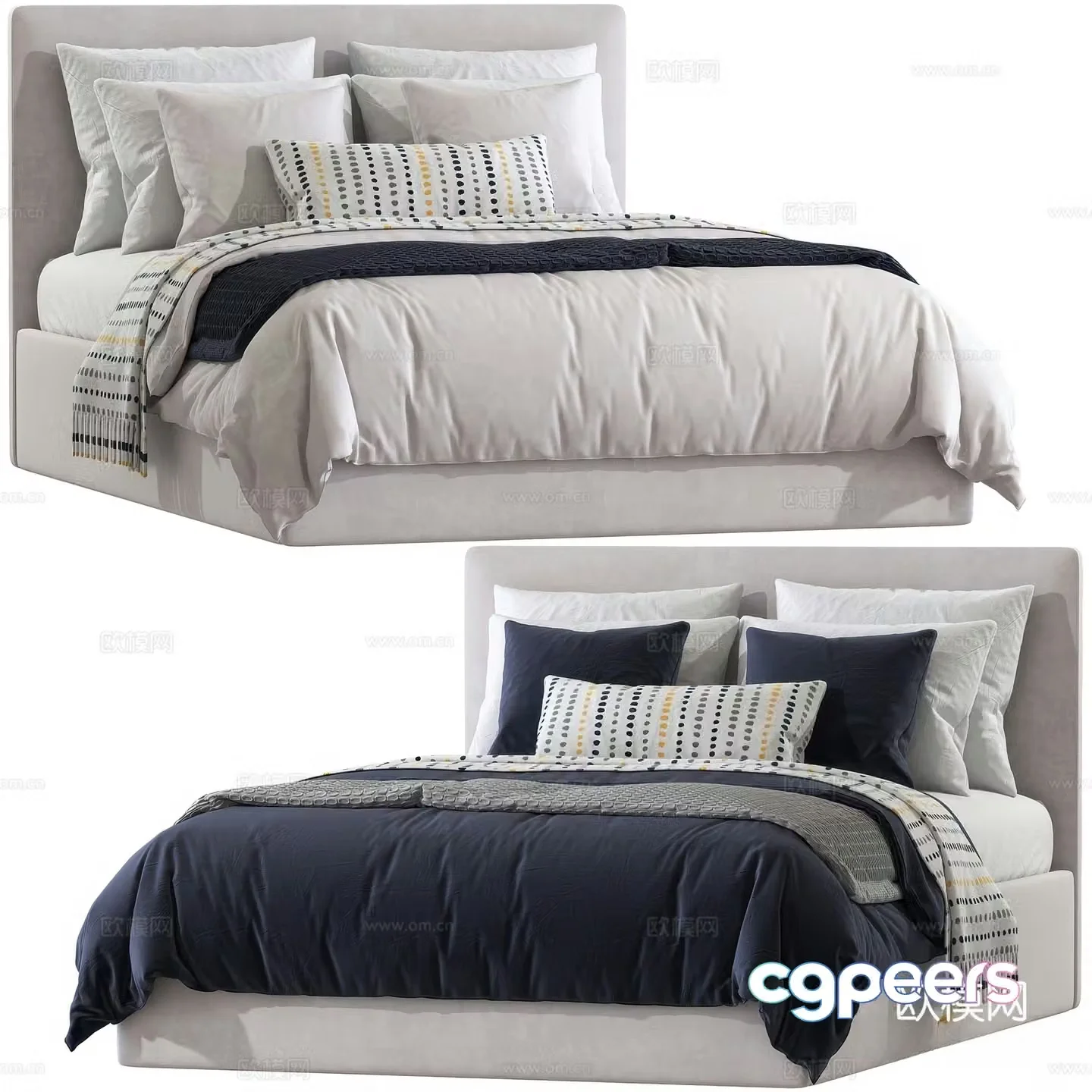 Modern double bed 3d model