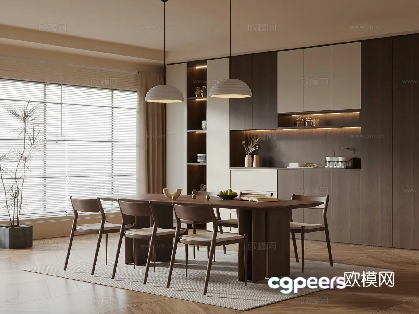 Modern Dining Room 3D Model – 12380 – VRAY Render