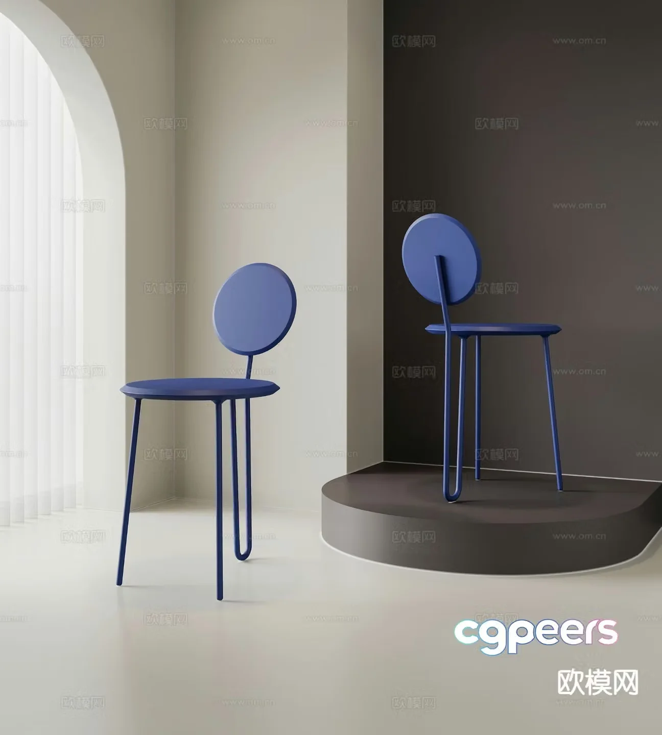 Modern dining chair single chair chair 3d model