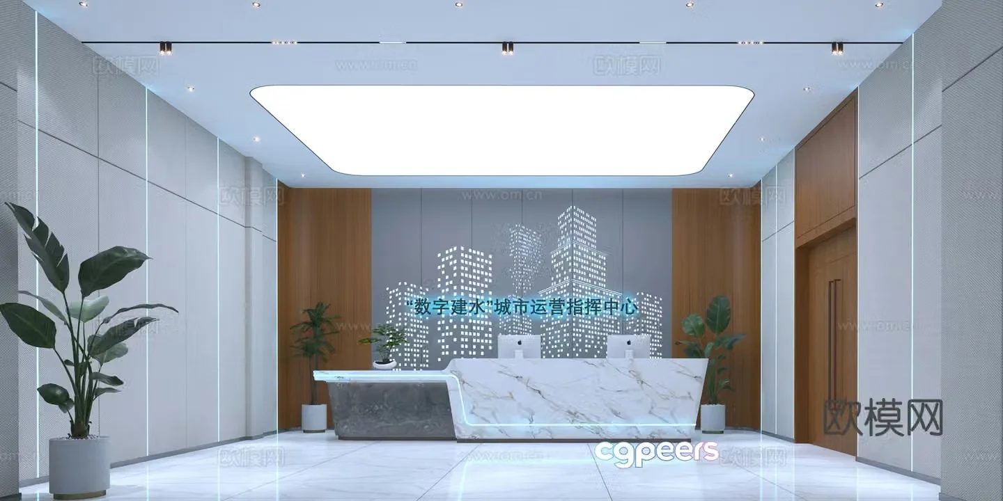 Modern front desk reception 3d model