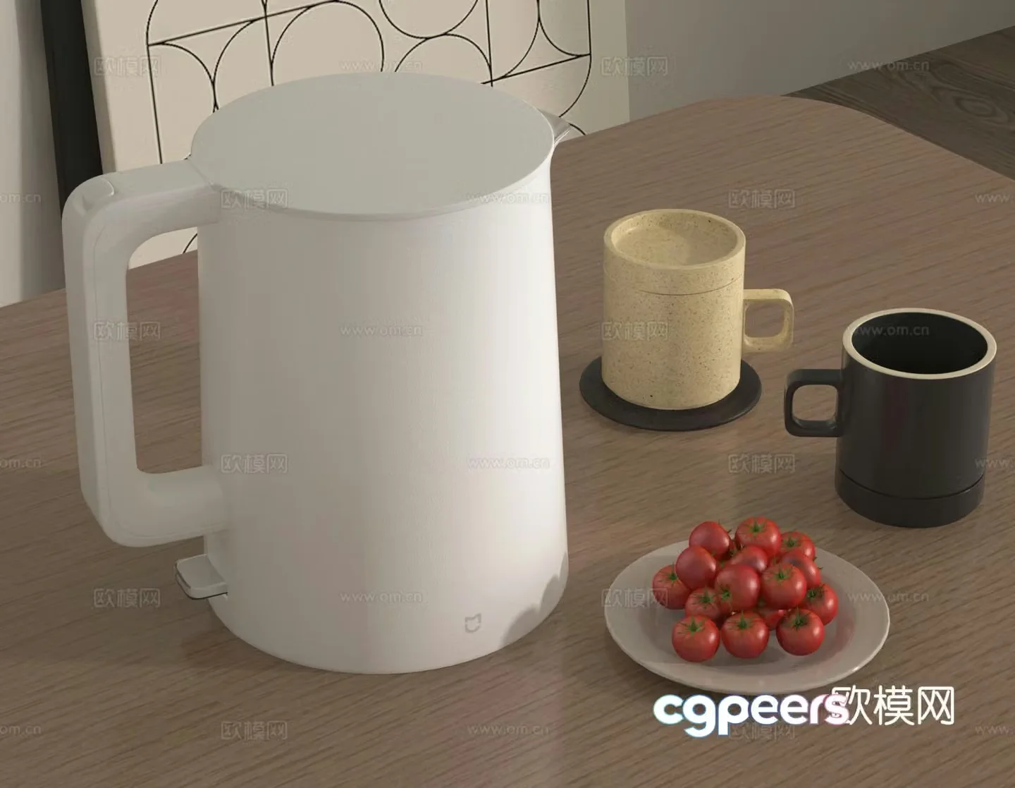 Kettle Electric Kettle Cup Fruit Tray Kettle 3D Model