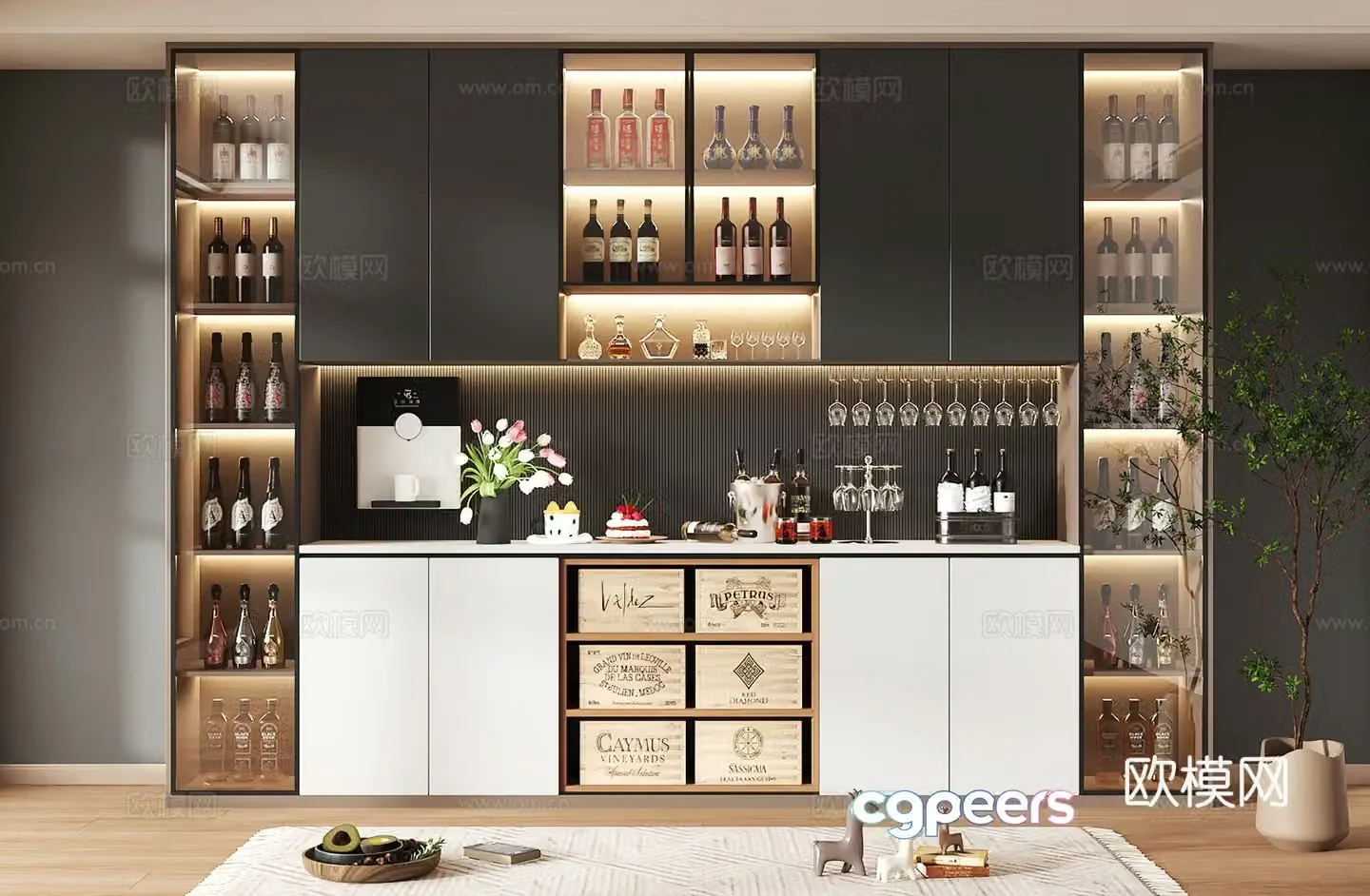 Wine cabinet design Wine cabinet red wine cabinet bar wine cabinet partition wine cabinet 3D model