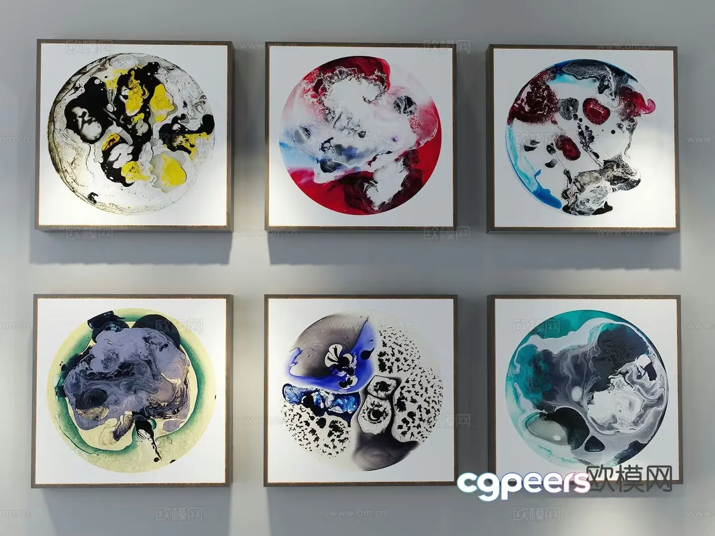 New Chinese style decorative painting ink painting hanging painting 3D model