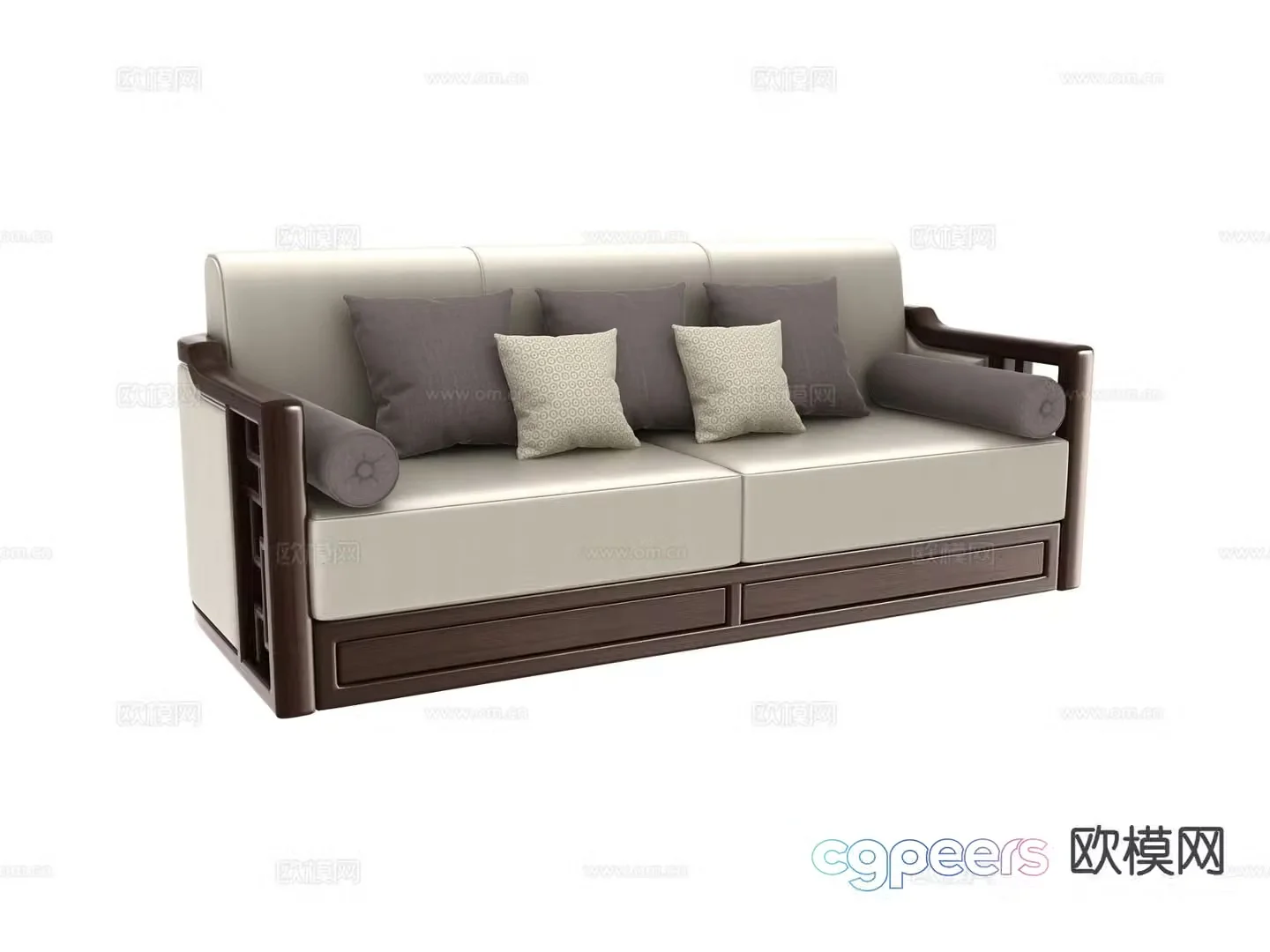 New Chinese style sofa double sofa 3d model