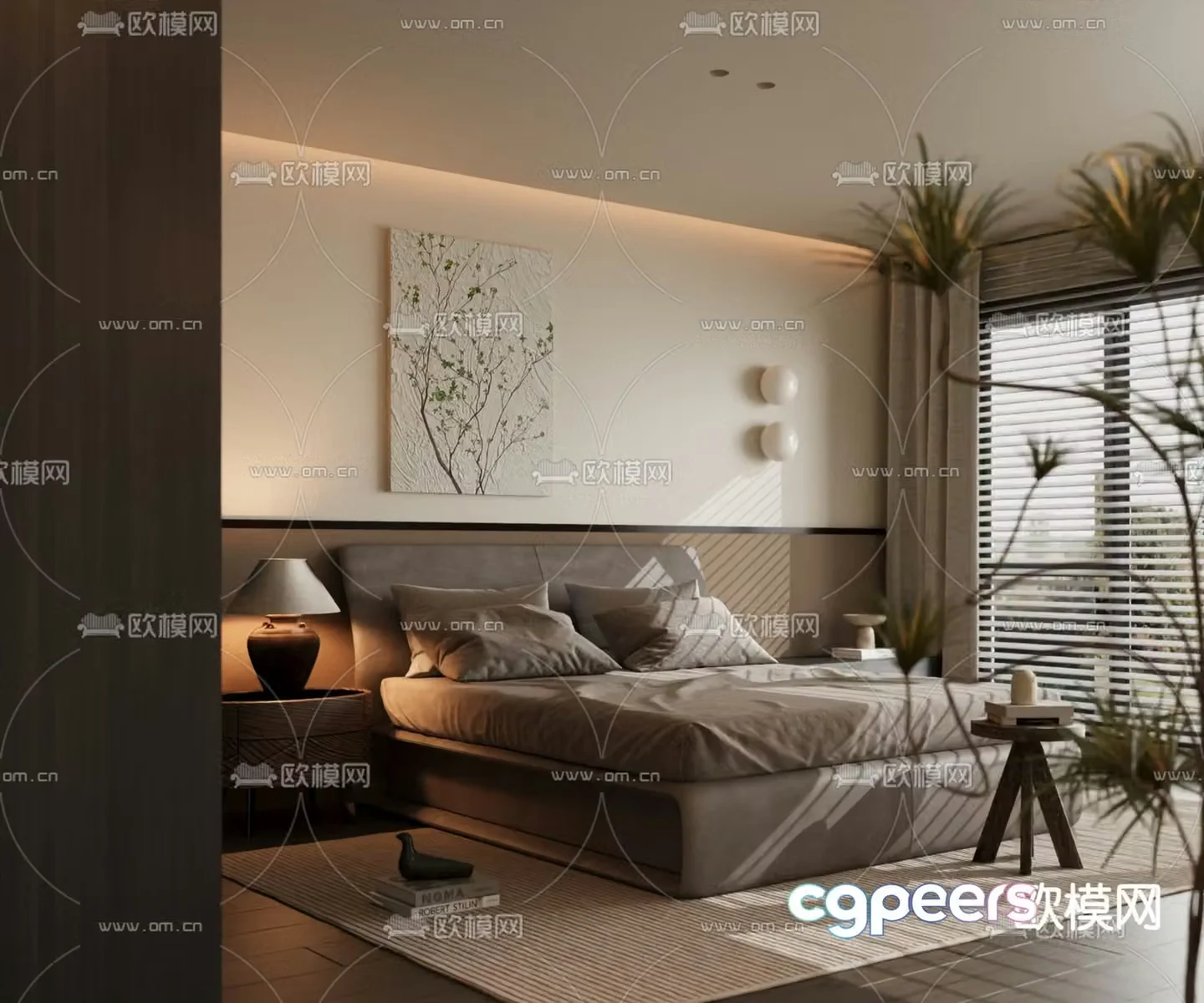 Italian room double bed 3d model