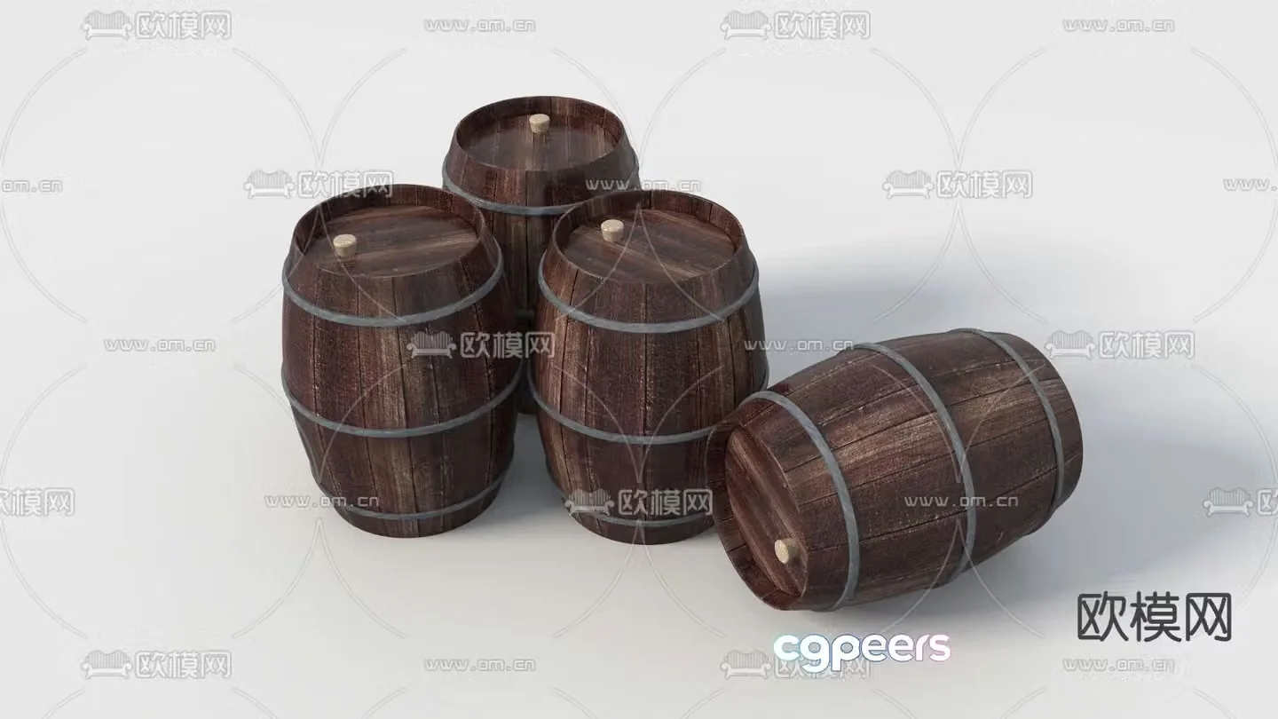 Modern wooden barrel wine barrel 3d model