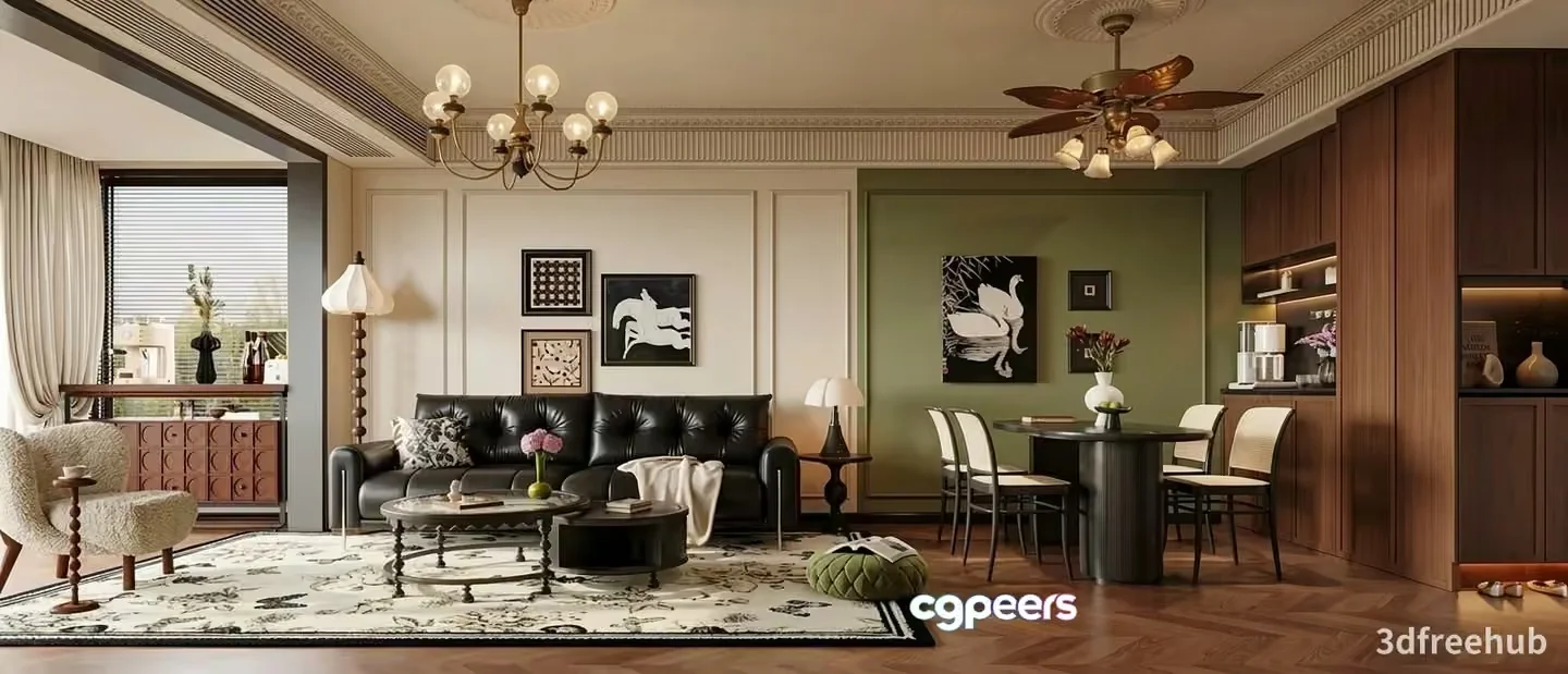 Modern Living Room 3D Model – 19666 – VRAY Render