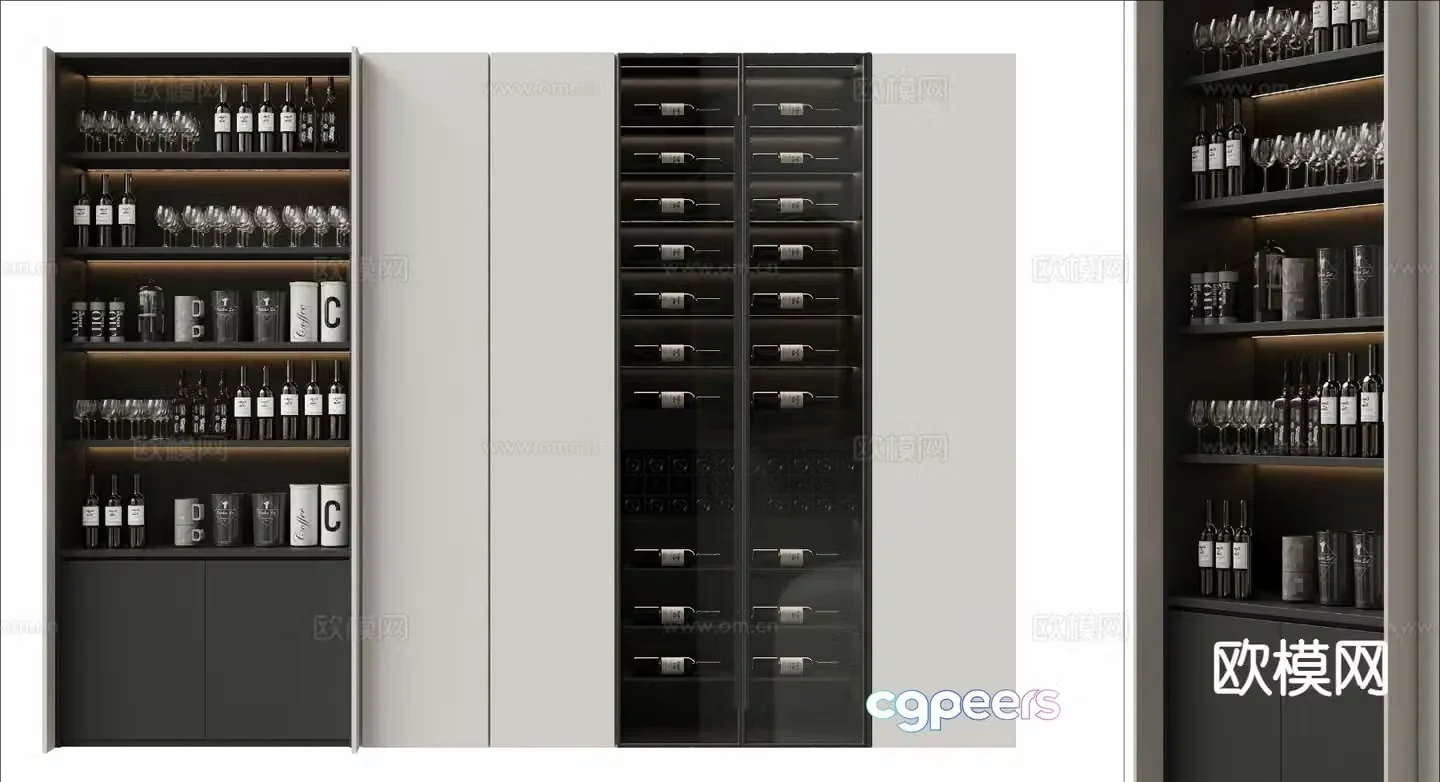 Glass wine cabinet high cabinet 3d model