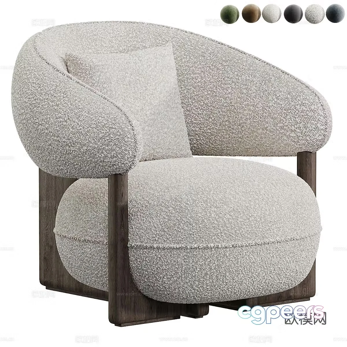 Modern Italian RUBY fabric armchair 3d model