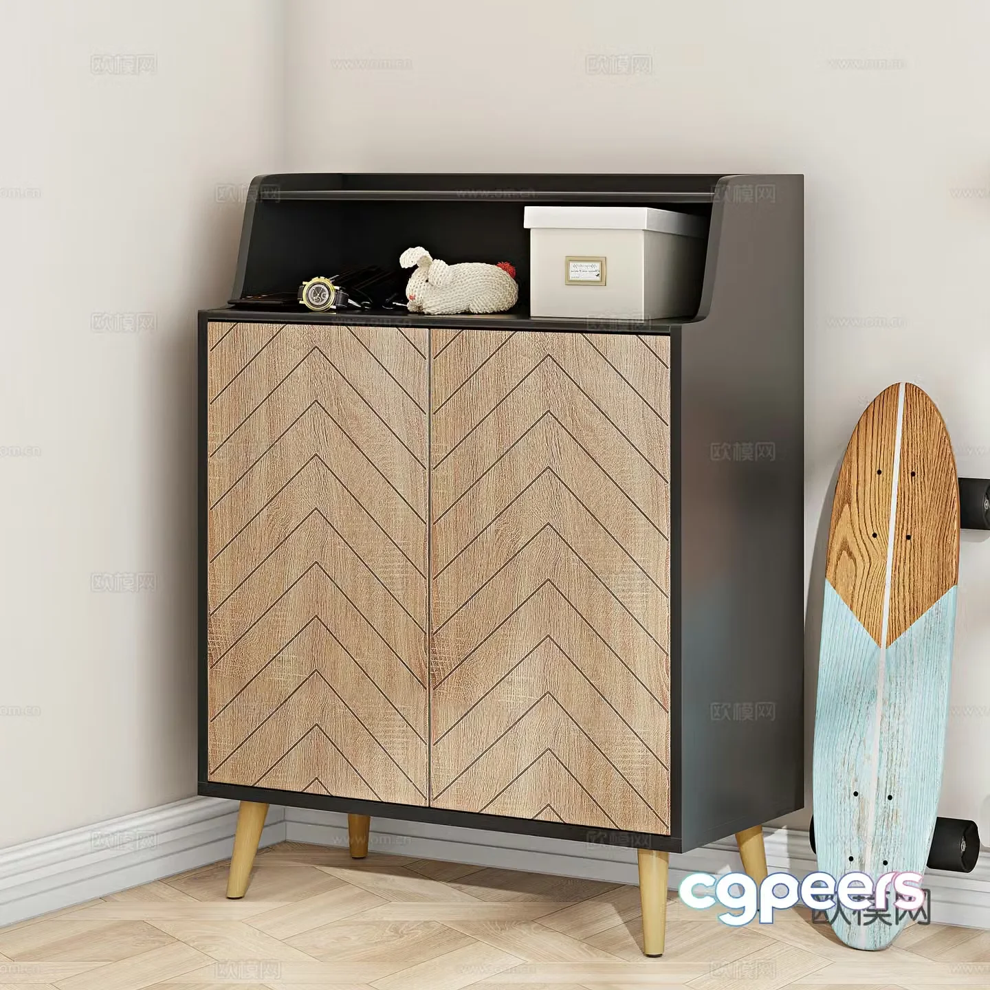 Medieval style sideboard finished cabinet 3d model
