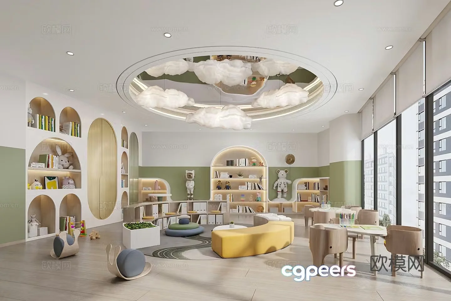 Modern creamy children’s play area 3d model