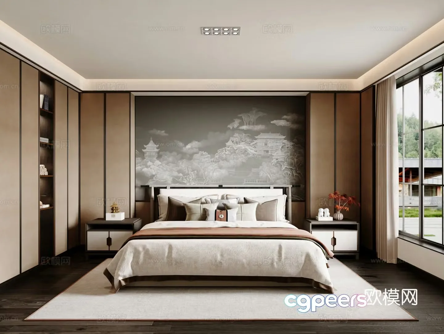 New Chinese bedroom 3D model