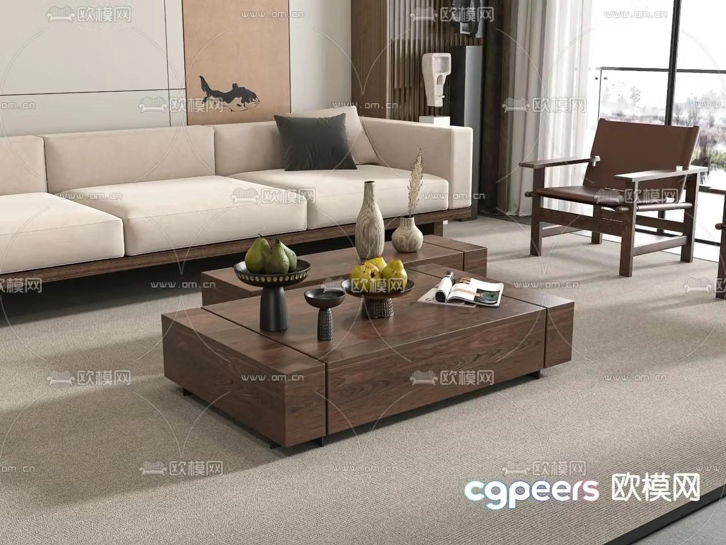 Wabi-sabi sofa set 3d model