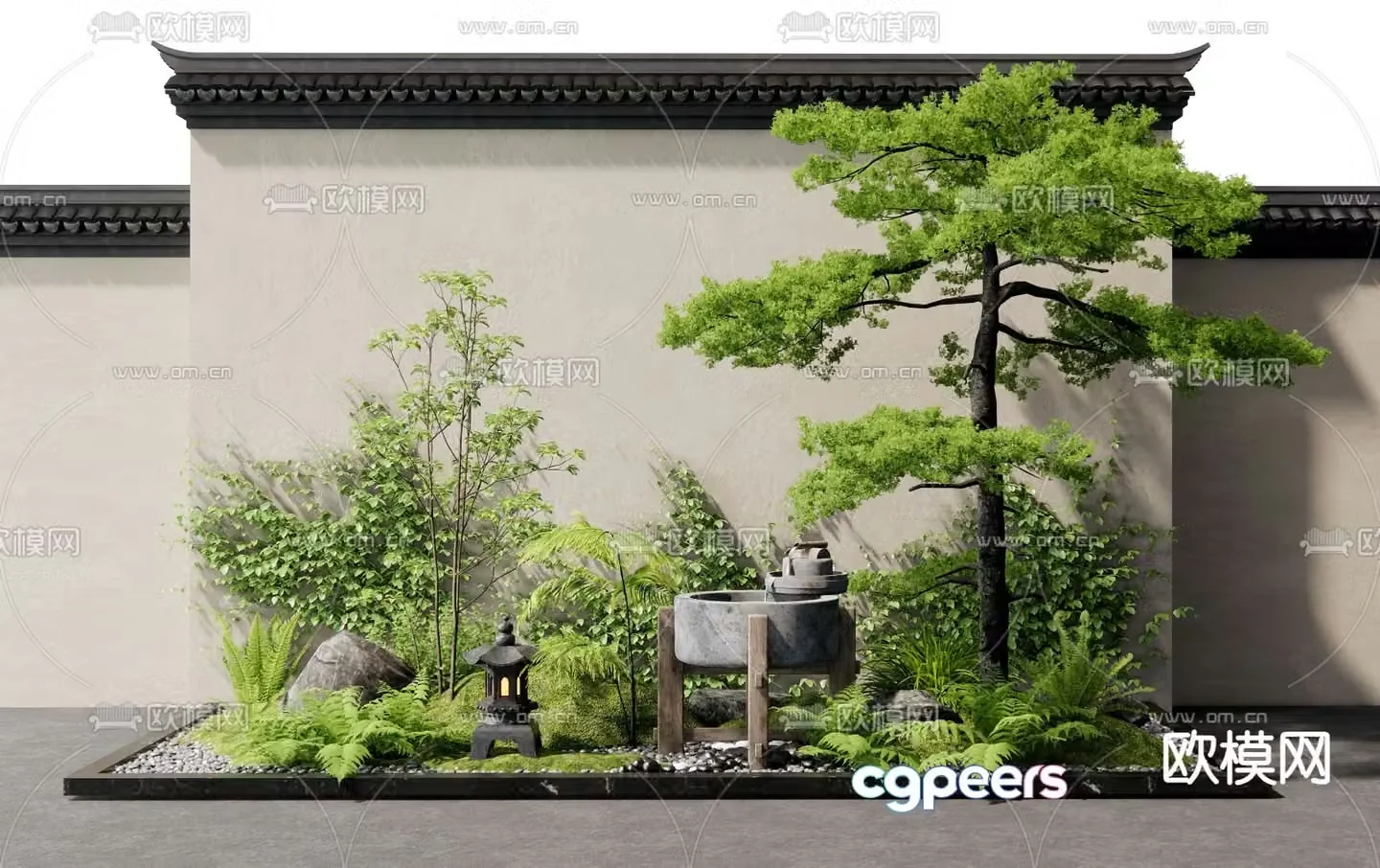 Courtyard landscape plant landscaping landscape wall 3d model