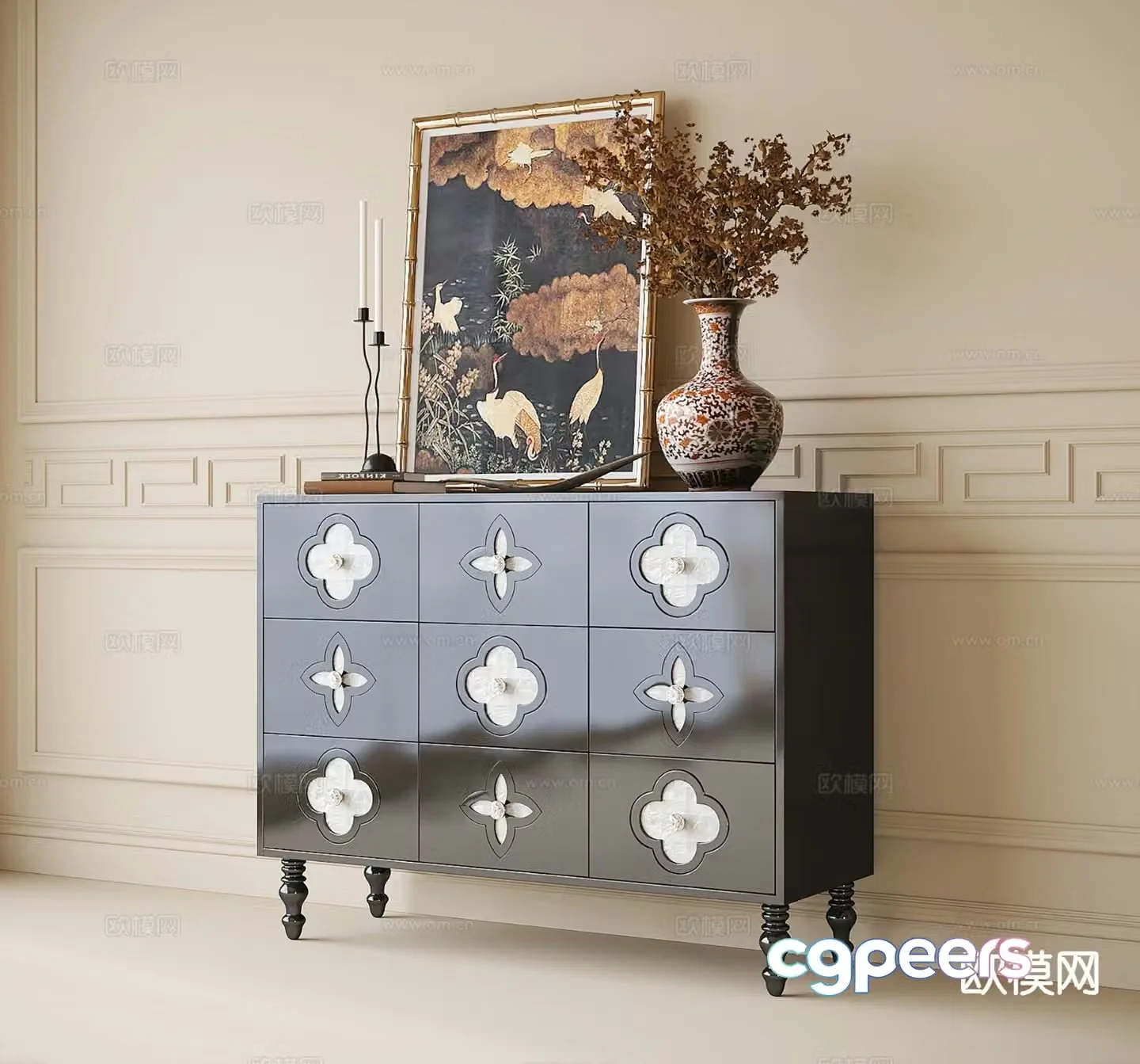 French entryway cabinet 3d model
