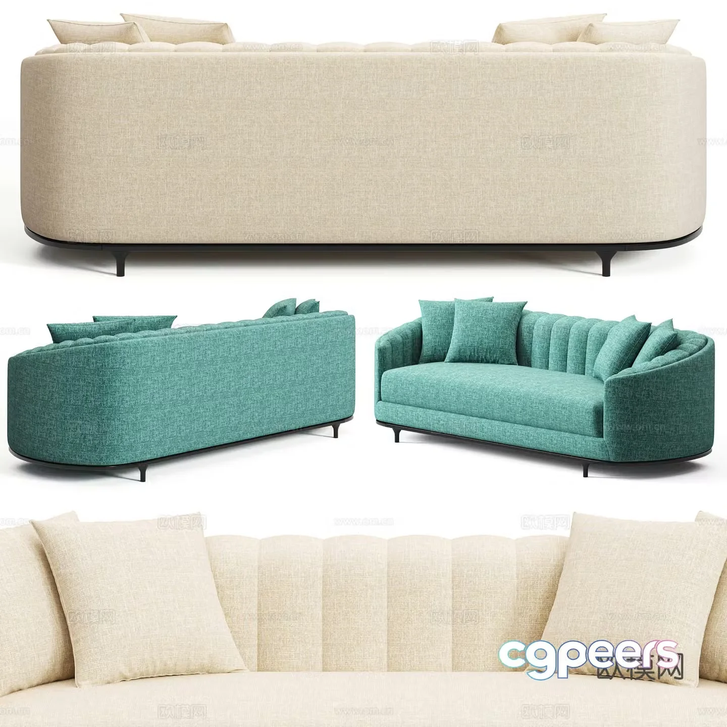 Eichholtz multi-person sofa living room sofa 3d model