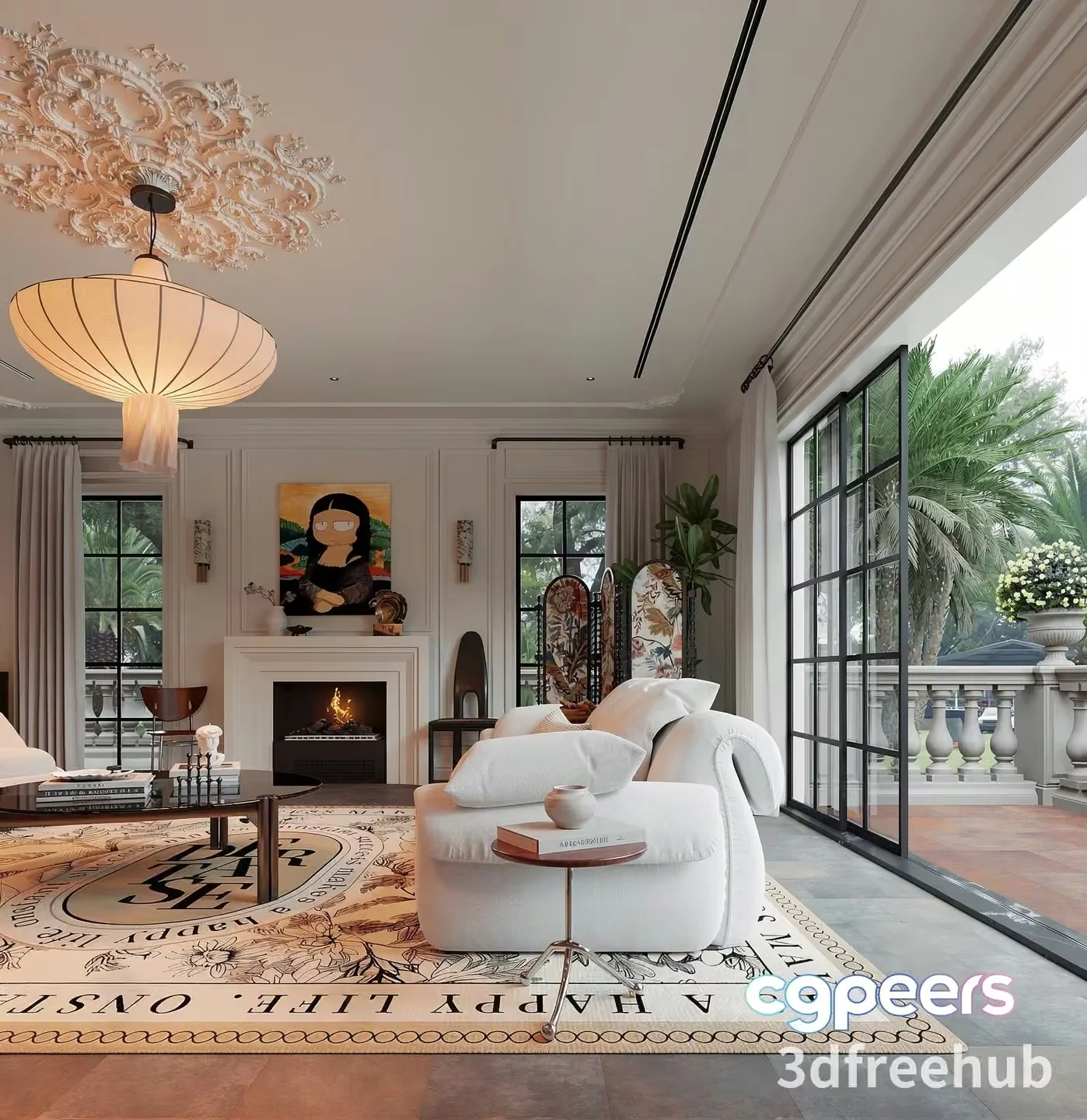 A Modern Living Room 3D Model – 19002 – VRAY Render