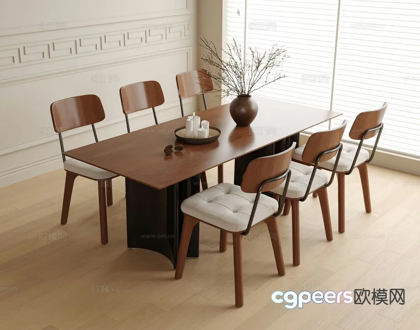 Medieval style dining table and chairs bar dining table 3D model