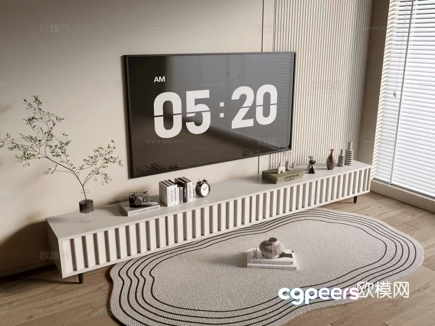 Cream style TV cabinet 3d model