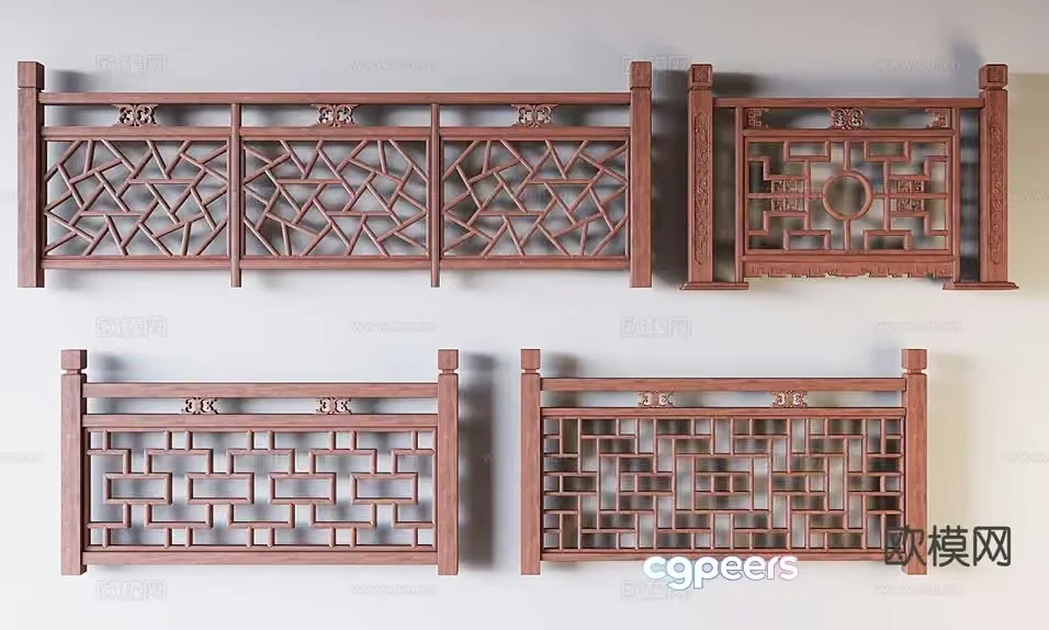A Decorative Wooden Panel 3D Model – 21387 – VRAY Render