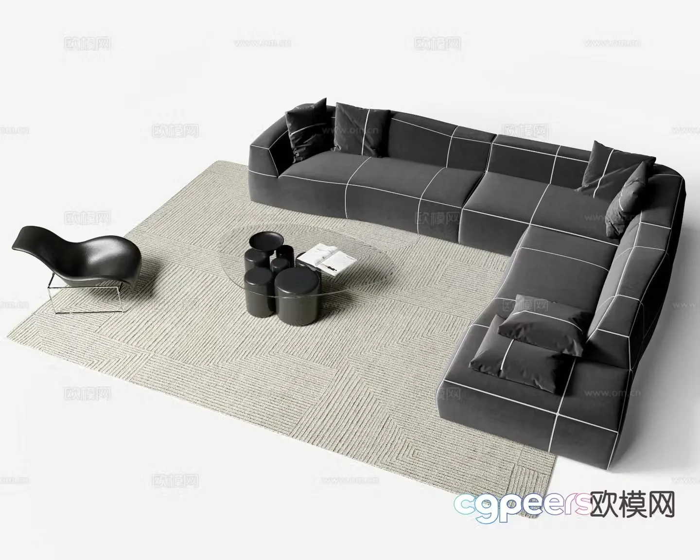 Modern sectional sofa 3d model