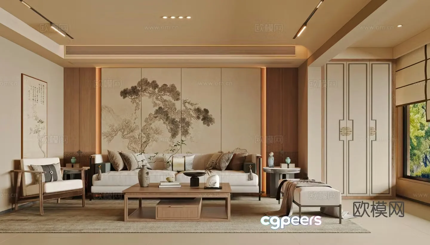 Middle-aged living room 3d model
