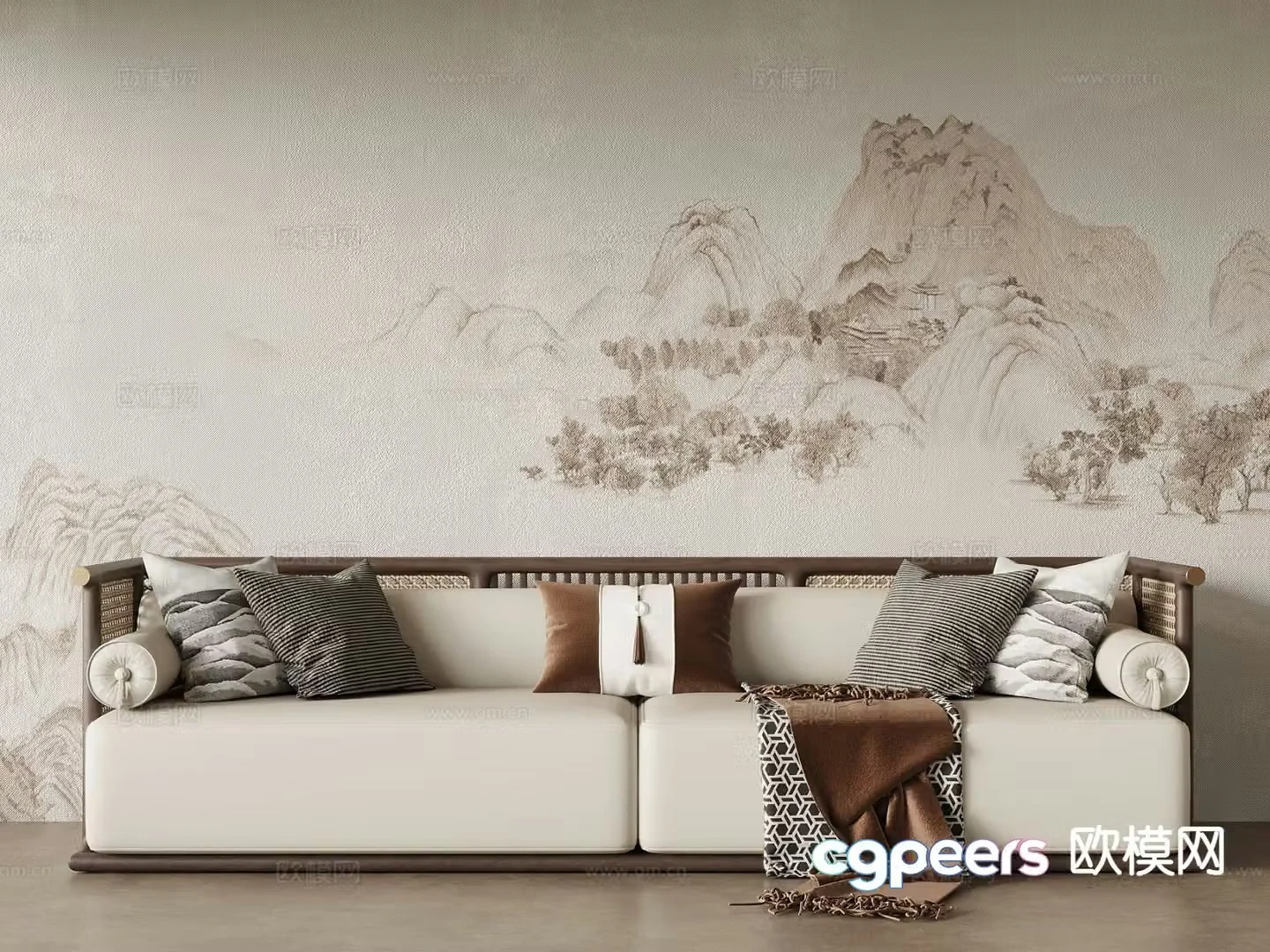 Double sofa upholstered sofa 3d model