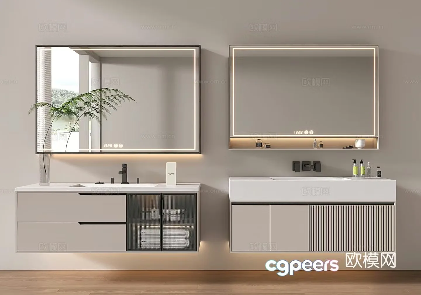 Modern bathroom cabinet bathroom sink hanging bathroom cabinet mirror 3d model