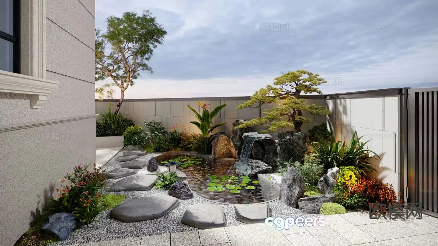Modern courtyard garden courtyard landscape 3d model