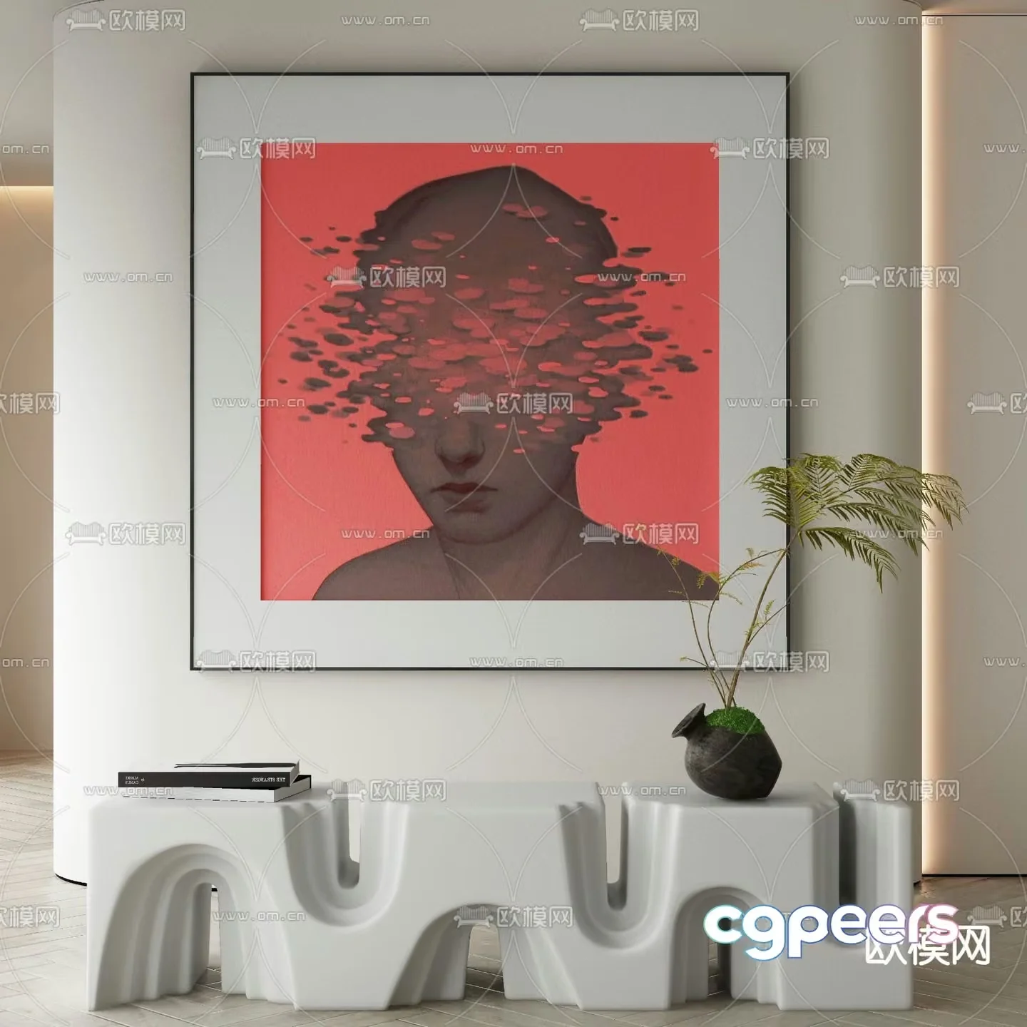 A Modern Living Room 3D Model – 14052 – VRAY Render