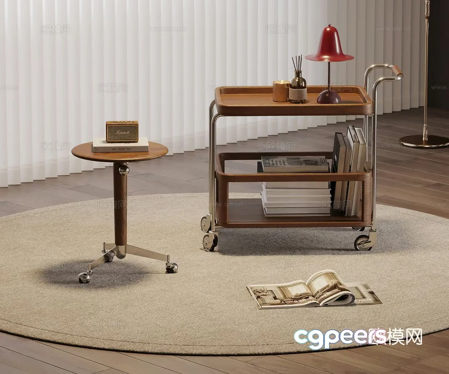 Border table new Chinese style trolley storage trolley 3D model