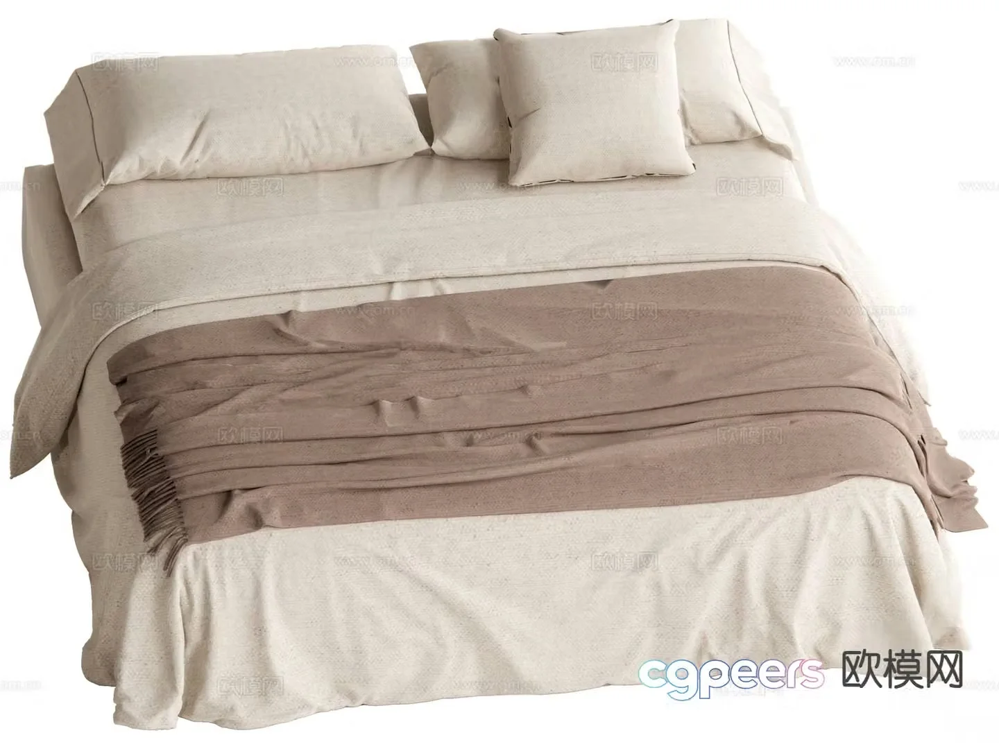 Wabi-sabi style double bed 3d model