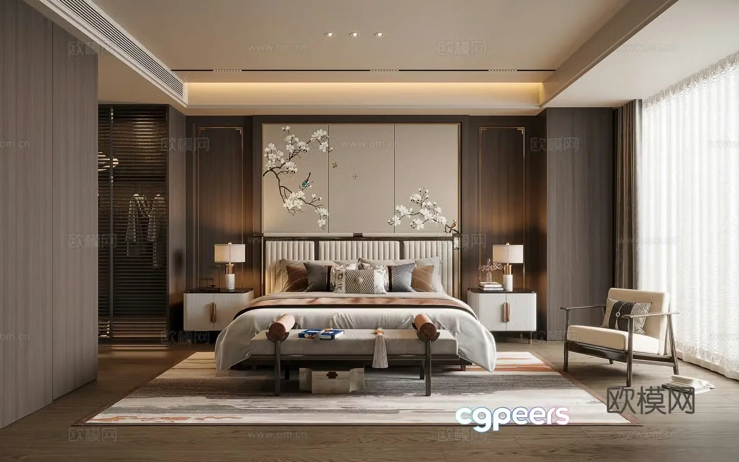 New Chinese style bedroom master bedroom 3d model