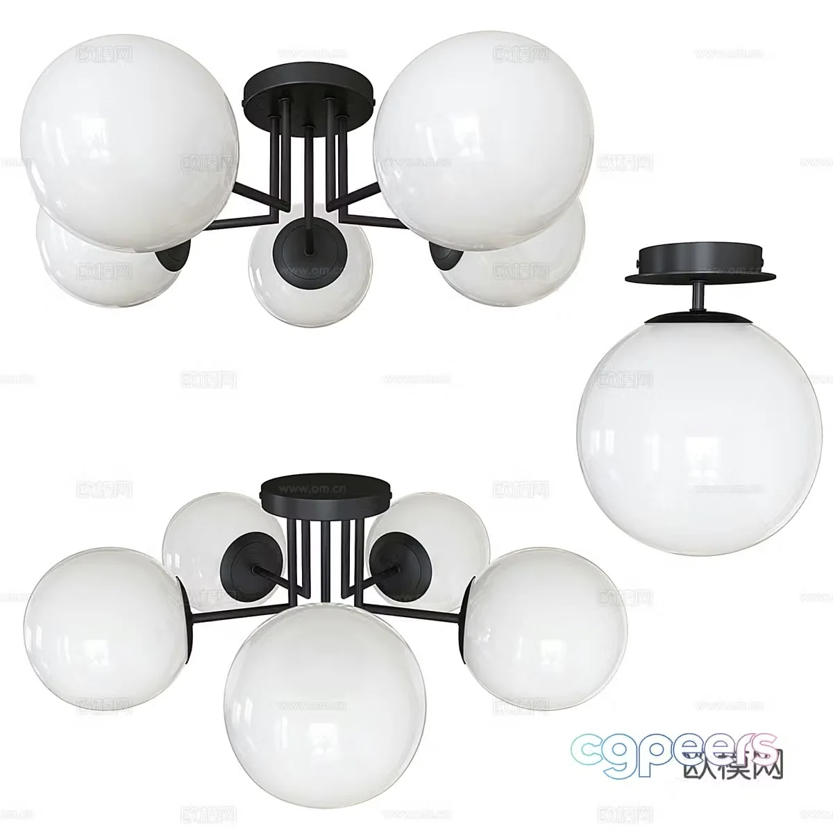 Modern Italian minimalist spherical glass ceiling lamp 3D model
