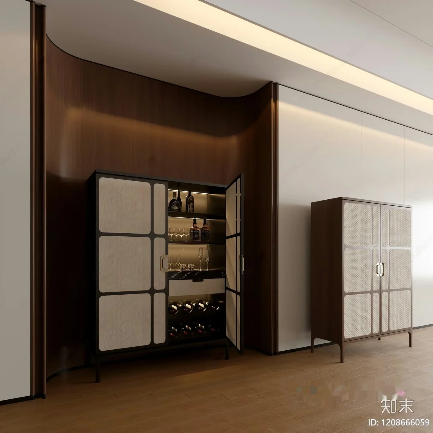 Modern Wine Storage Cabinet 3D Model – 17114 – VRAY Render