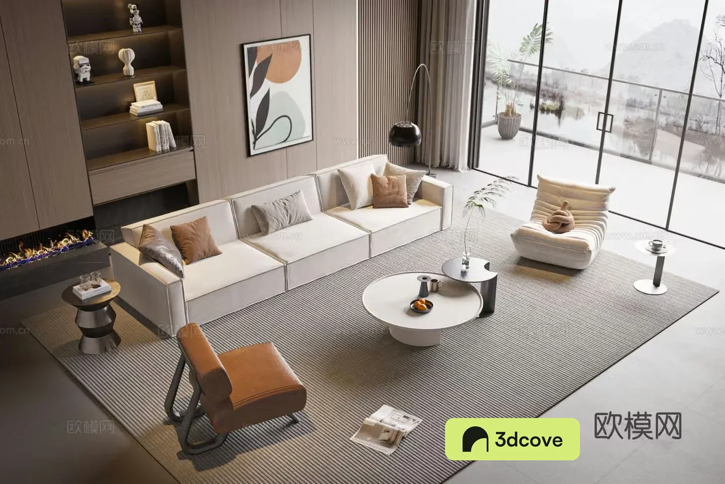 Modern square sofa coffee table combination sofa