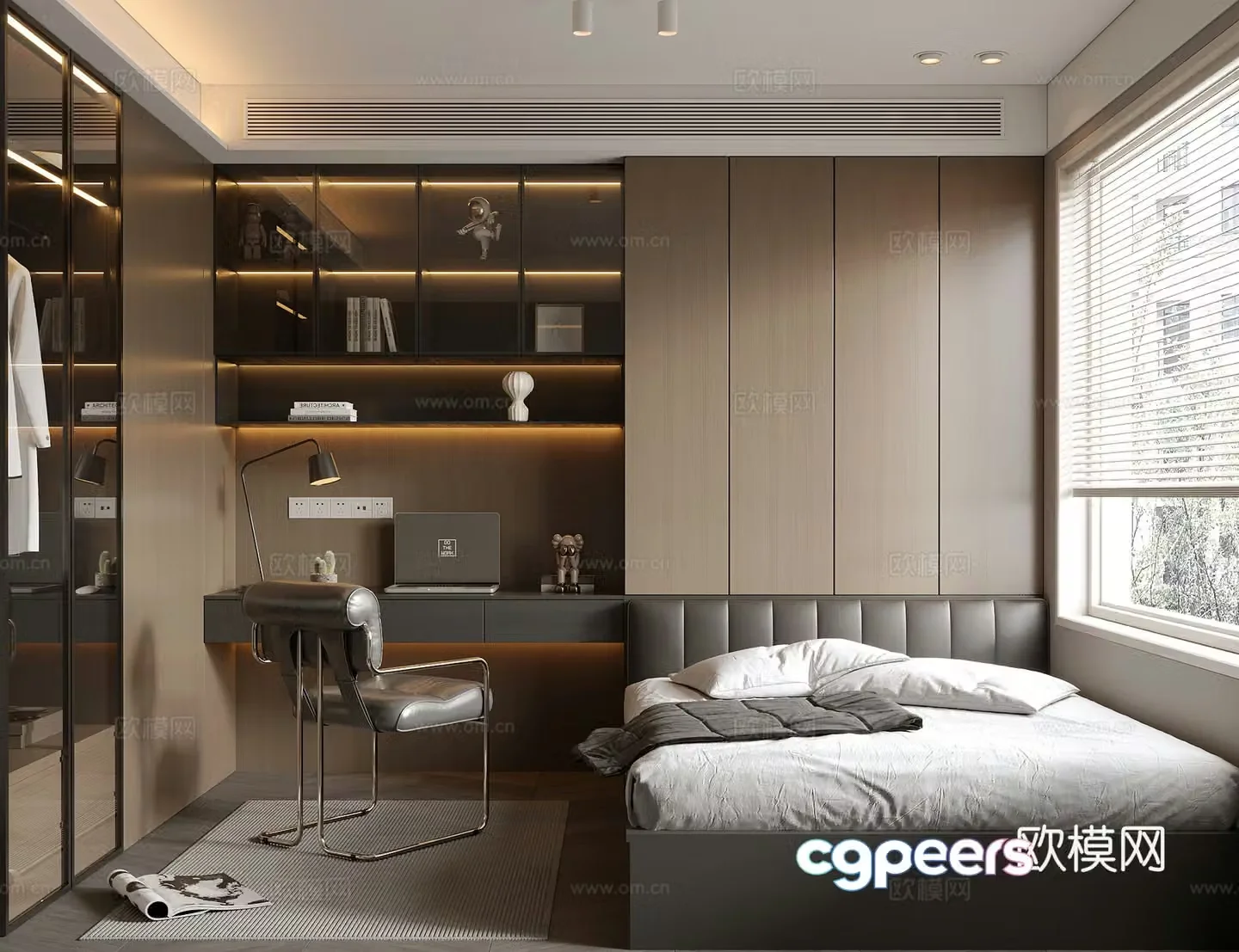 Modern Italian tatami bedroom 3d model